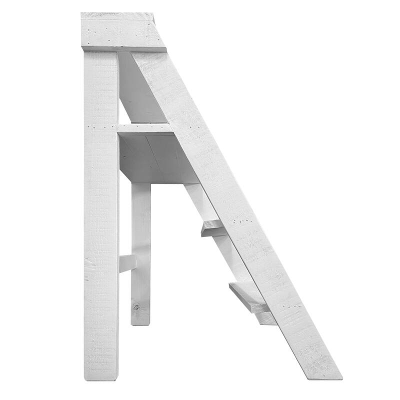 Ladder Shelf White Pinewood Ladder Bookshelf 27" Tall Standing Ladder Shelves for Home Bathroom